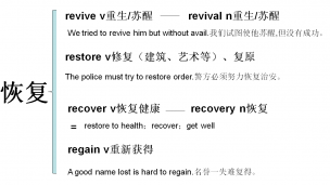 revive—revival —restore —recover 